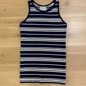 Athleta Navy Blue and White womens medium tank top